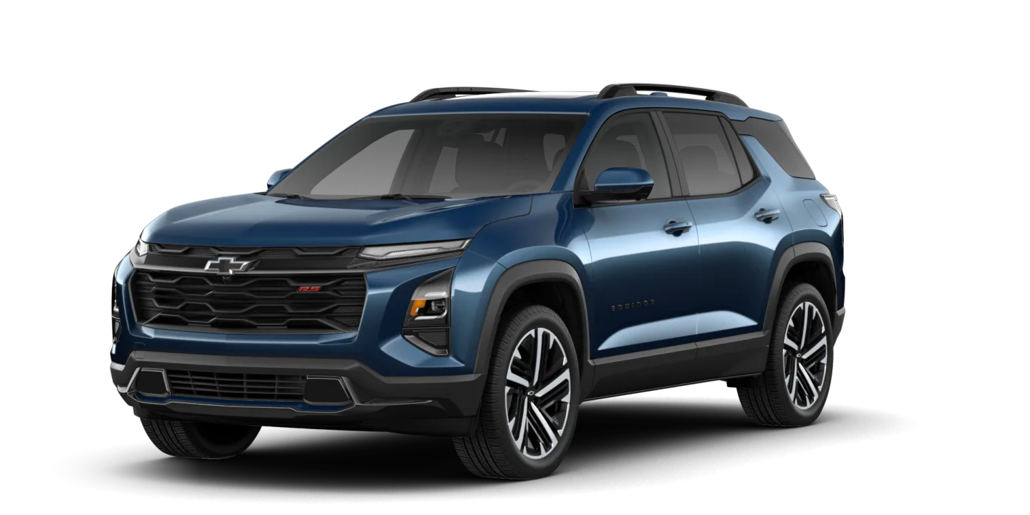2027 Chevrolet Equinox RS in Lakeshore Blue Metallic, GMC studio render, in stock at Charlie Obaugh in Staunton, Virginia