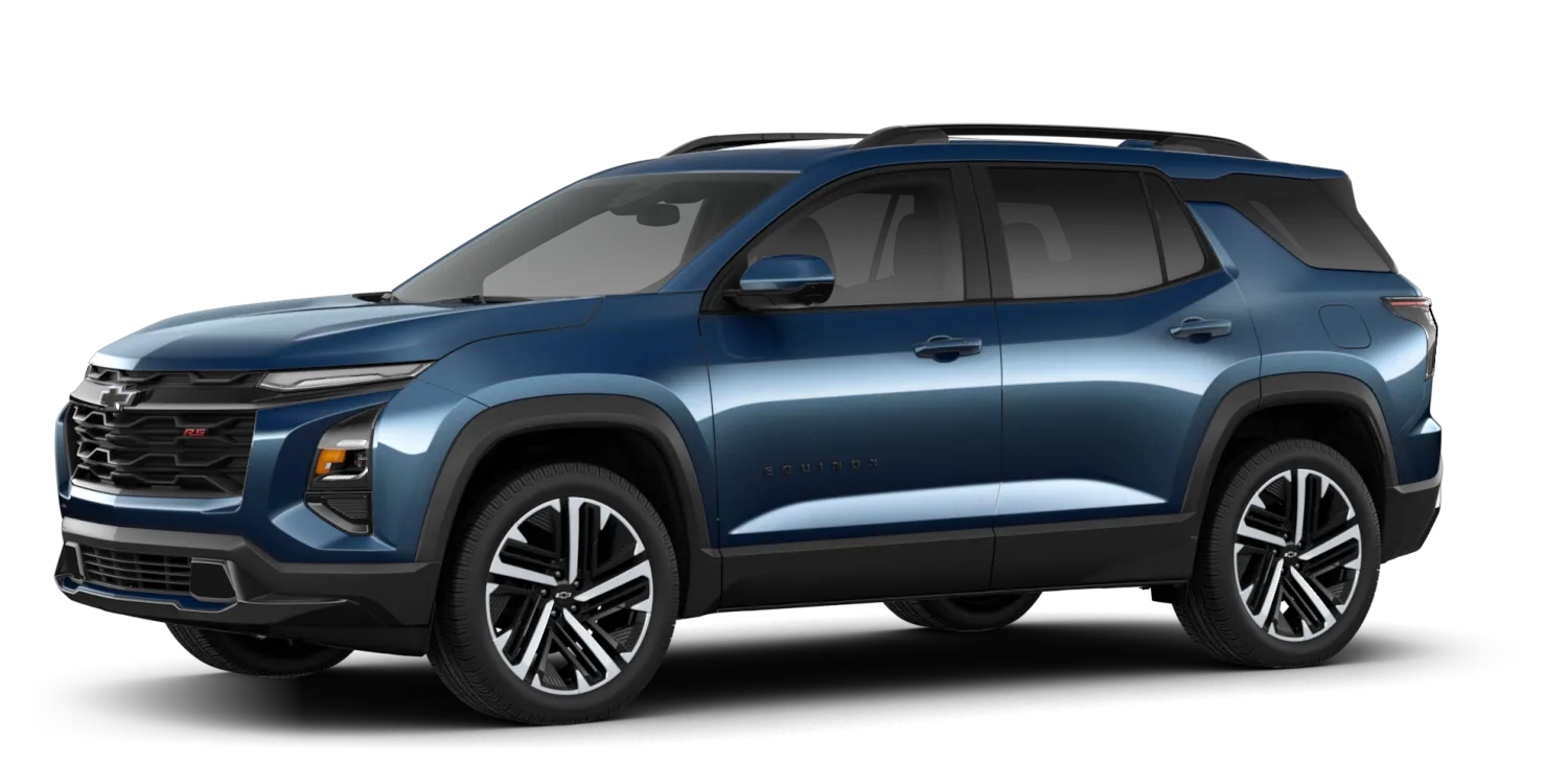 2027 Chevrolet Equinox RS in Lakeshore Blue Metallic, GMC studio render, in stock at Charlie Obaugh in Staunton, Virginia