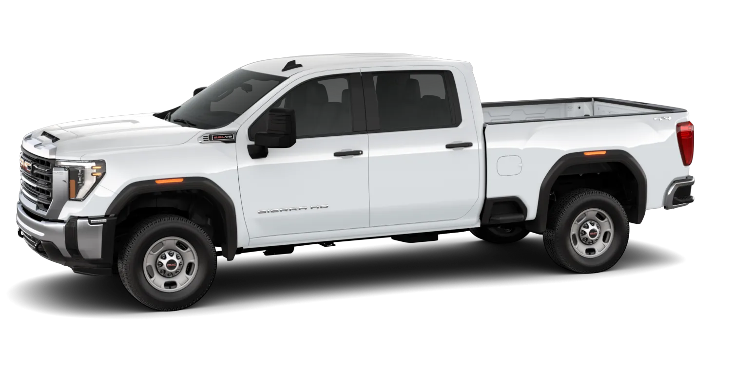 2026 GMC Sierra 2500HD Pro in Summit White, GMC studio render, in stock at Charlie Obaugh in Staunton, Virginia