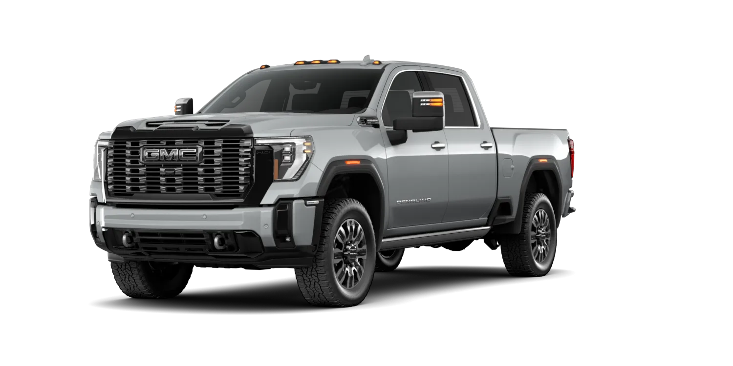 2026 GMC Sierra 3500HD Denali Ultimate in Sterling Metallic, GMC studio render, in stock at Charlie Obaugh in Staunton, Virginia
