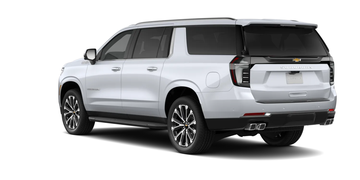 2027 Chevrolet Suburban High Country in Polar White Tricoat, GMC studio render, in stock at Charlie Obaugh in Staunton, Virginia