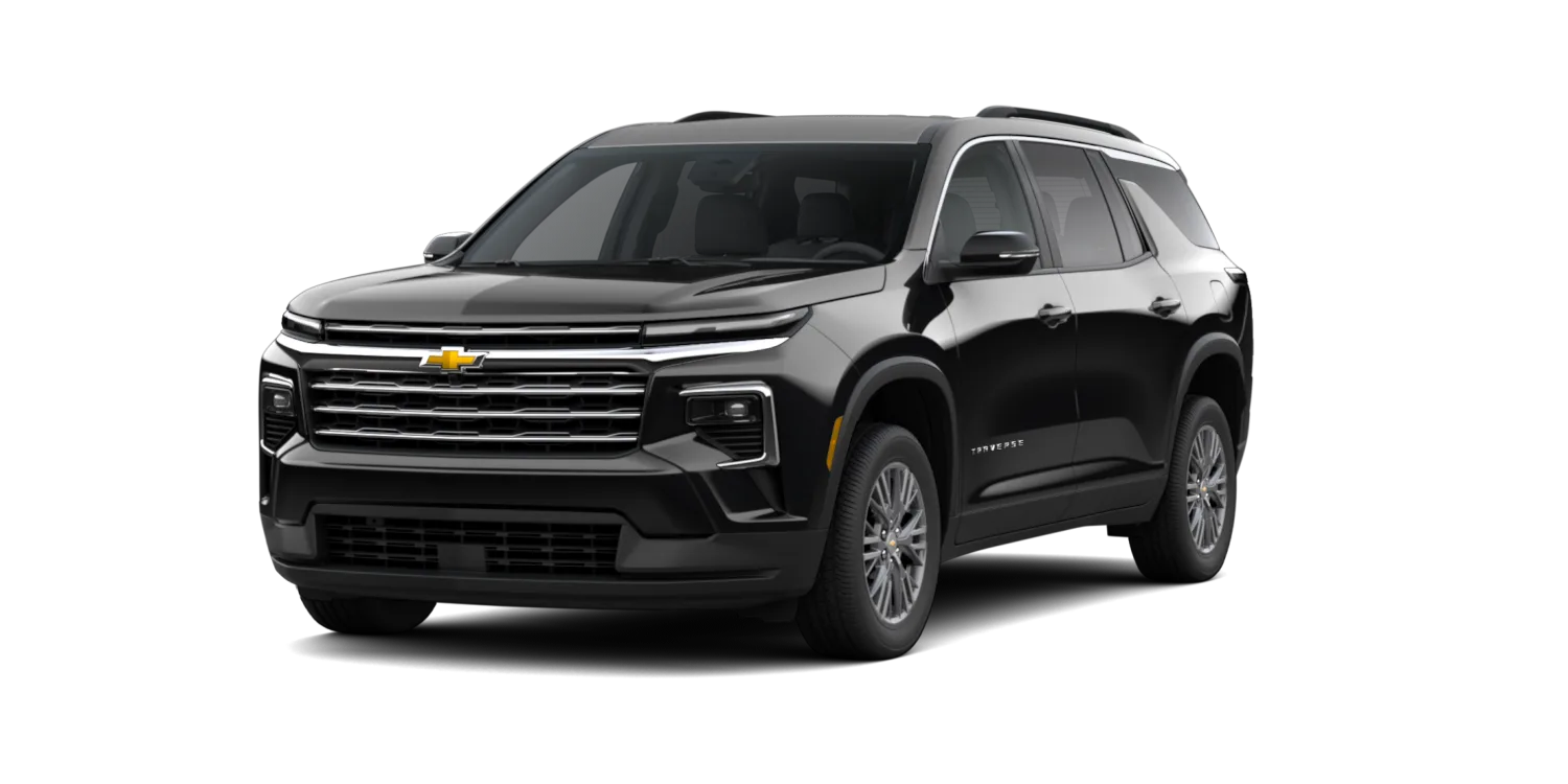 2027 Chevrolet Traverse LT in Mosaic Black Metallic, GMC studio render, in stock at Charlie Obaugh in Staunton, Virginia