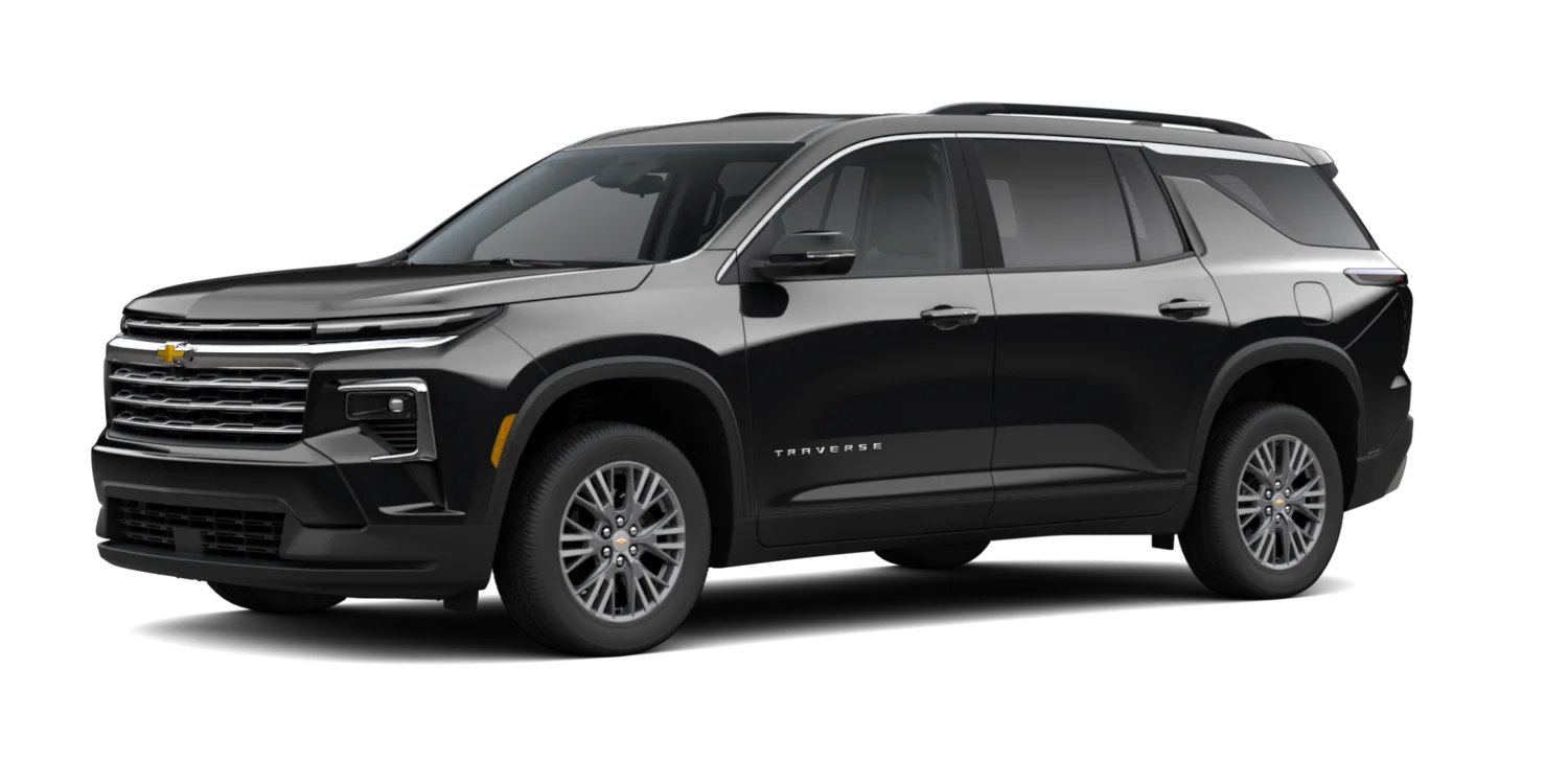2027 Chevrolet Traverse LT in Mosaic Black Metallic, GMC studio render, in stock at Charlie Obaugh in Staunton, Virginia
