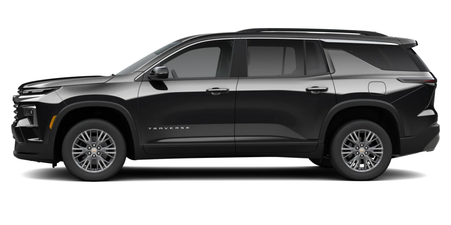 2027 Chevrolet Traverse LT in Mosaic Black Metallic, GMC studio render, in stock at Charlie Obaugh in Staunton, Virginia